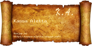 Kassa Aletta névjegykártya